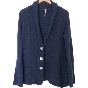 Free People Navy Blue Chunky Knit Cardigan Size M